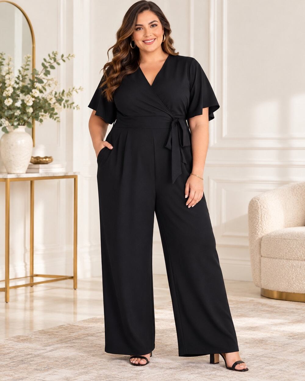 Kiyonna Black Short Sleeve Jumpsuit Size 4XL